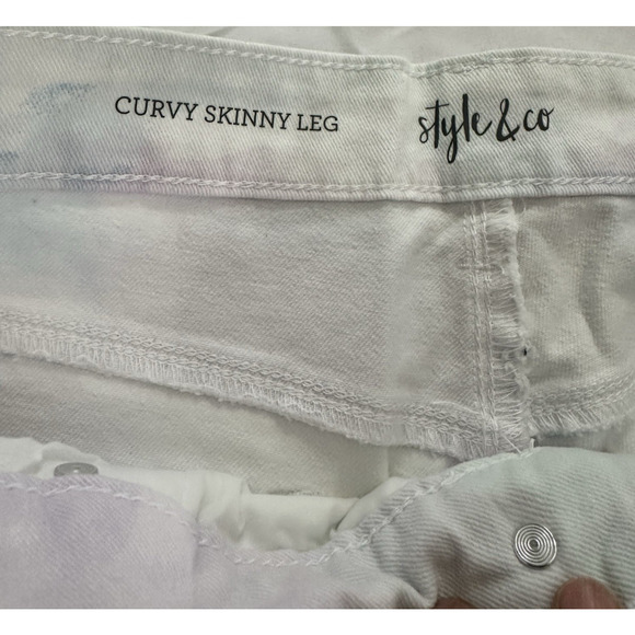 Style & Co Tie-Dye Curvy Skinny Leg Mid-Rise Slimming Denim Jeans Women's 12 - Picture 5 of 10